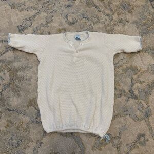 Part Newborn Gown. White with blue accents